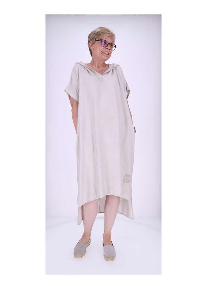 Kleid Lang Viskose Kapuze