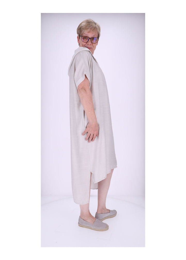 Kleid Lang Viskose Kapuze