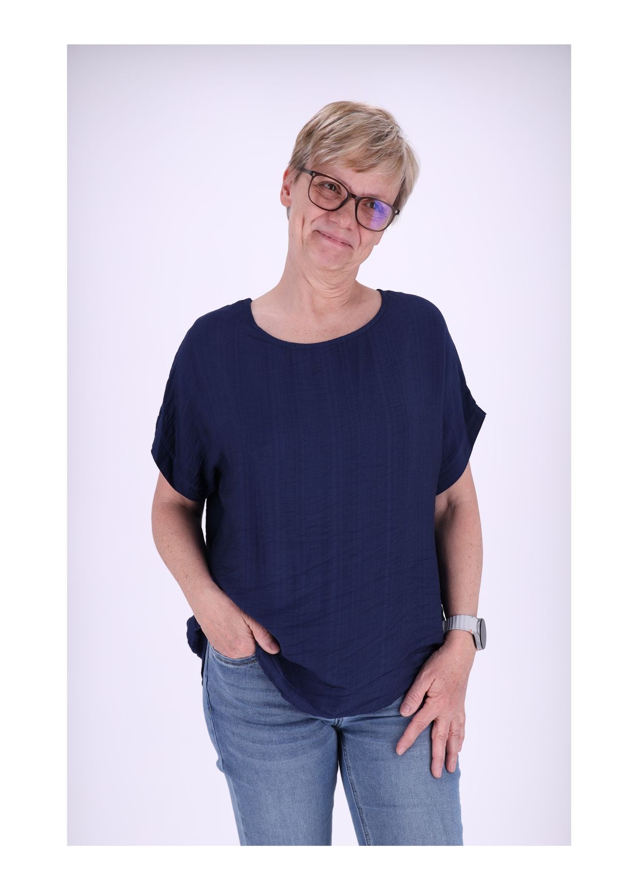 T-Shirt Damen Rundhals Viskose Strucktur