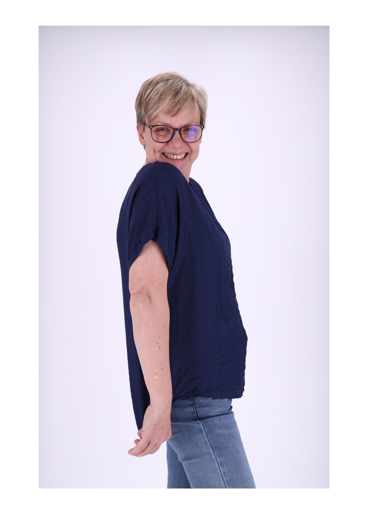 T-Shirt Damen Rundhals Viskose Strucktur