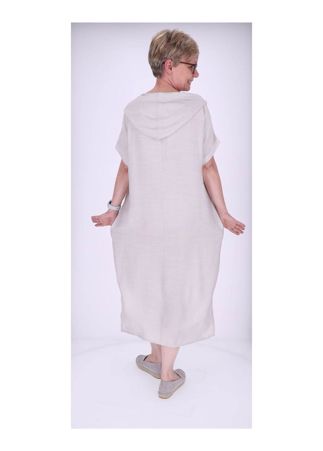 Kleid Lang Viskose Kapuze