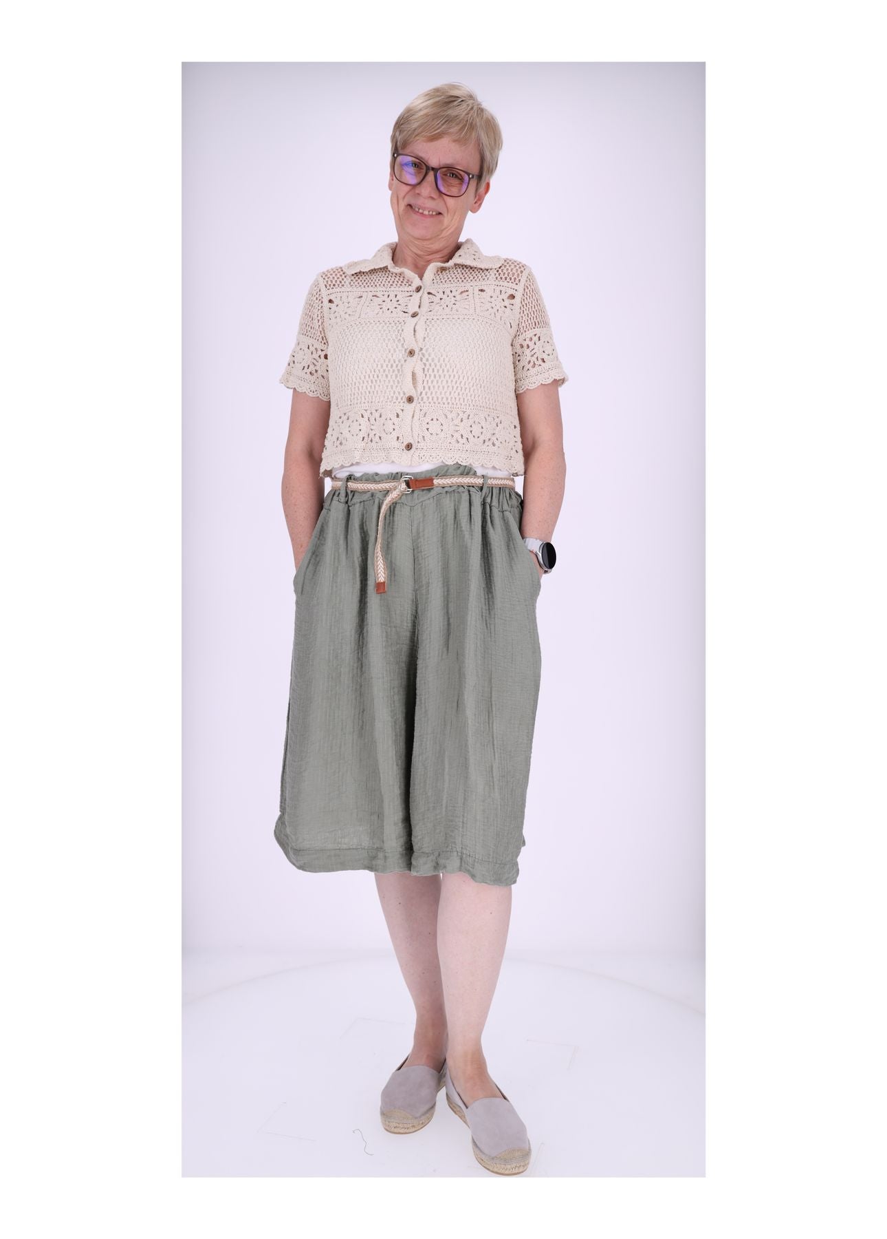 Short Damen Oversize Musselin