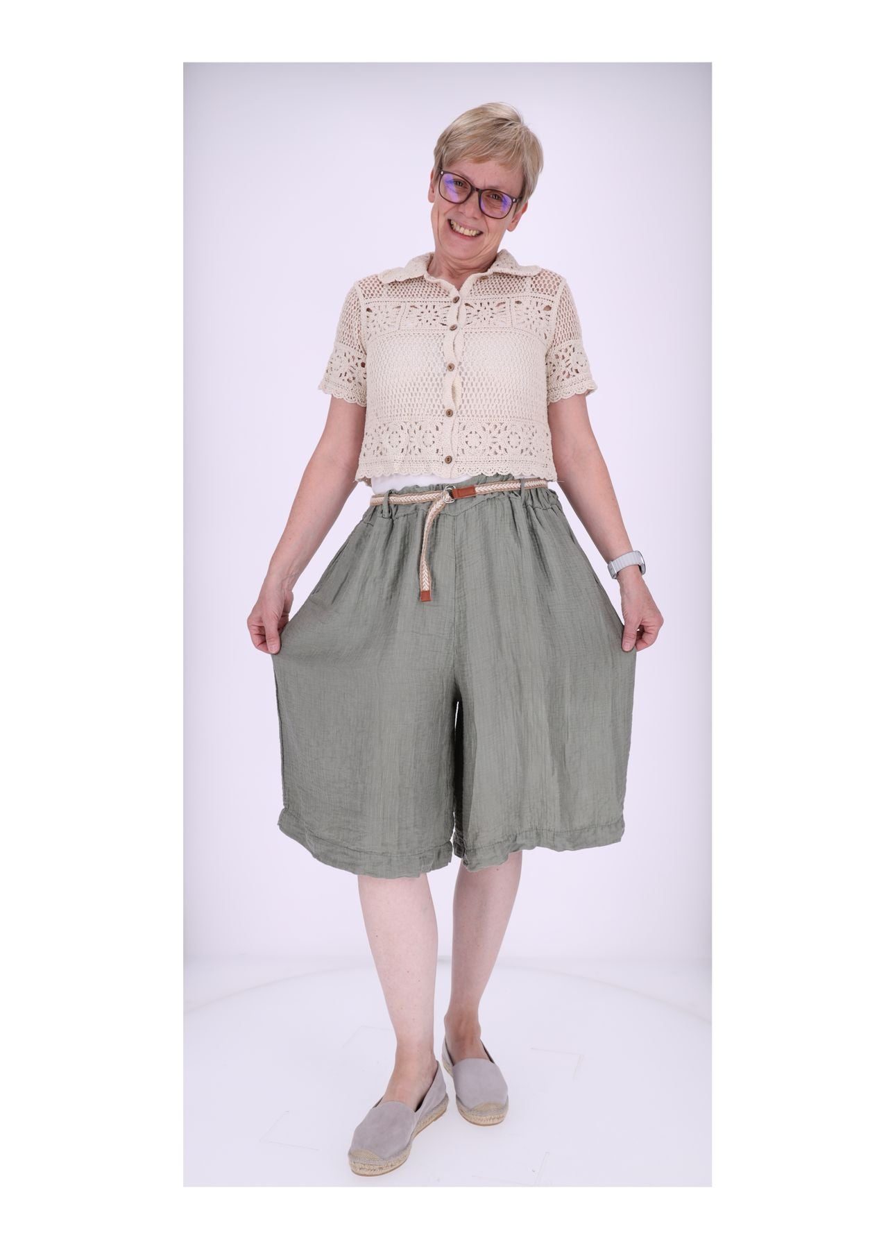 Short Damen Oversize Musselin
