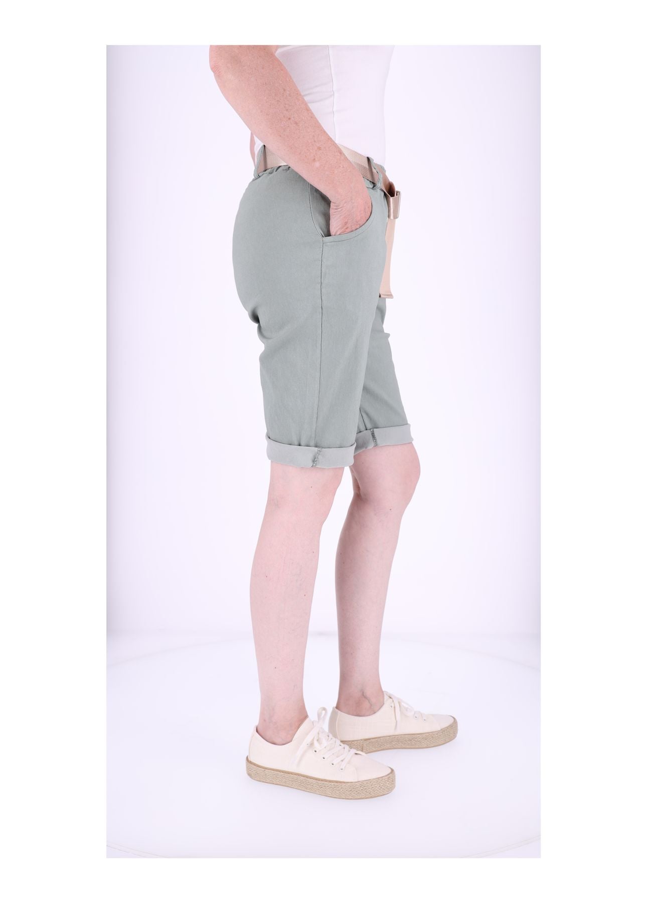 Bermuda Damen Gummizug Gürtel