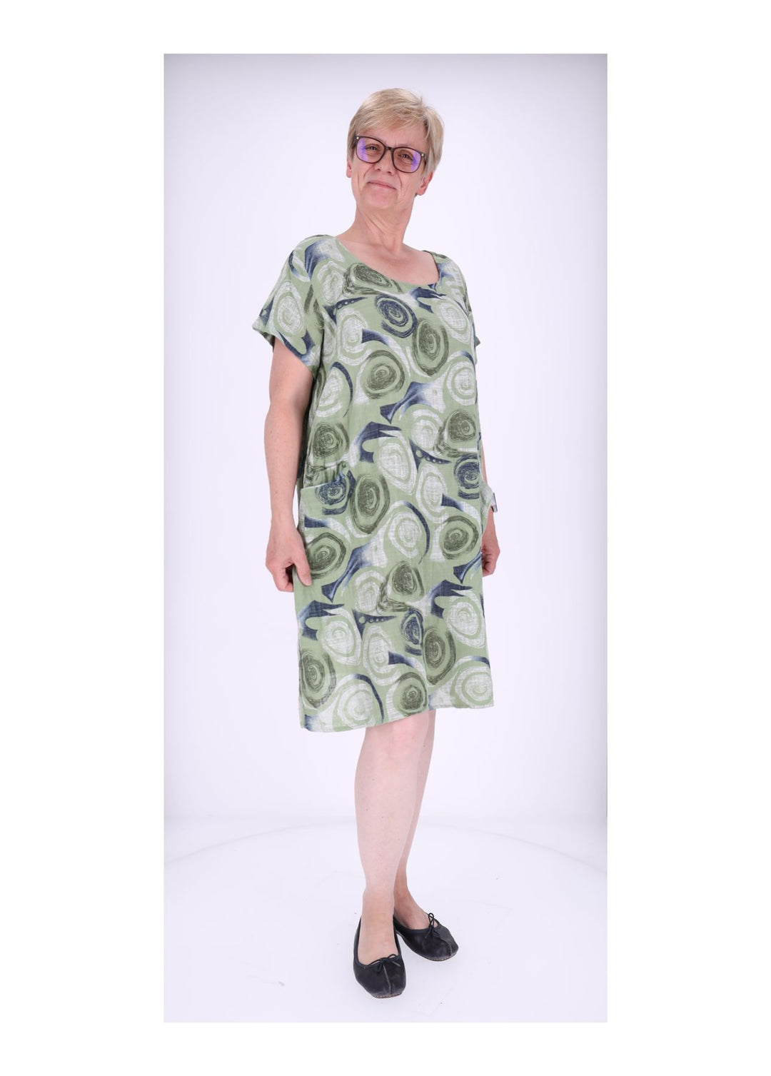 Kleid Taschen Print Kreise