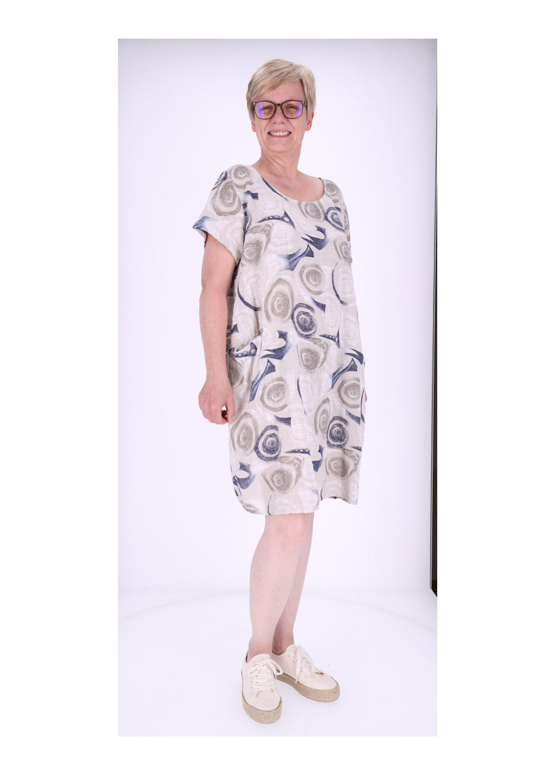 Kleid Taschen Print Kreise