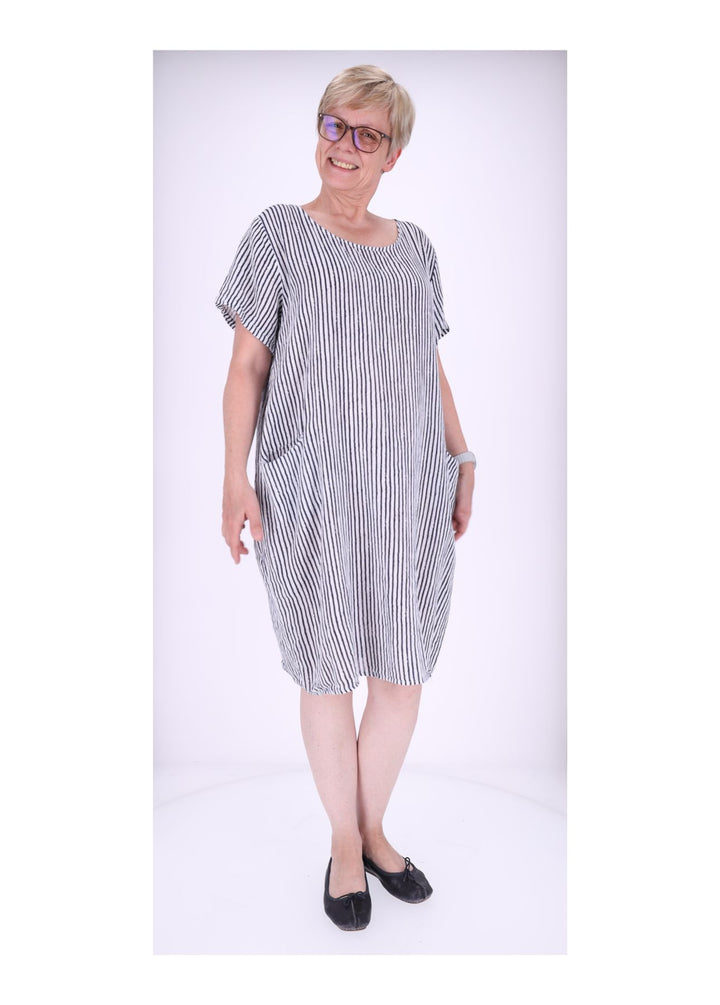 Kleid Damen Taschen Streifenprint