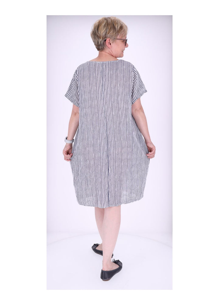 Kleid Damen Taschen Streifenprint