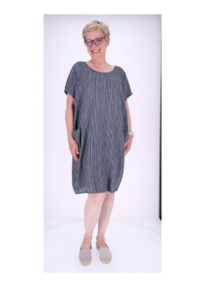 Kleid Damen Taschen Streifenprint