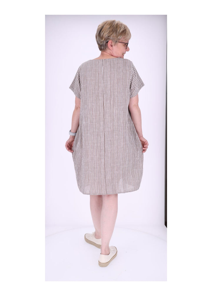 Kleid Damen Taschen Streifenprint