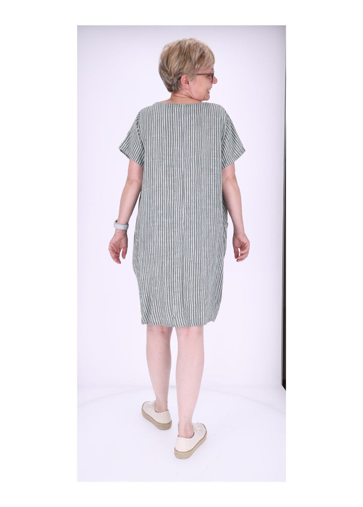 Kleid Damen Taschen Streifenprint