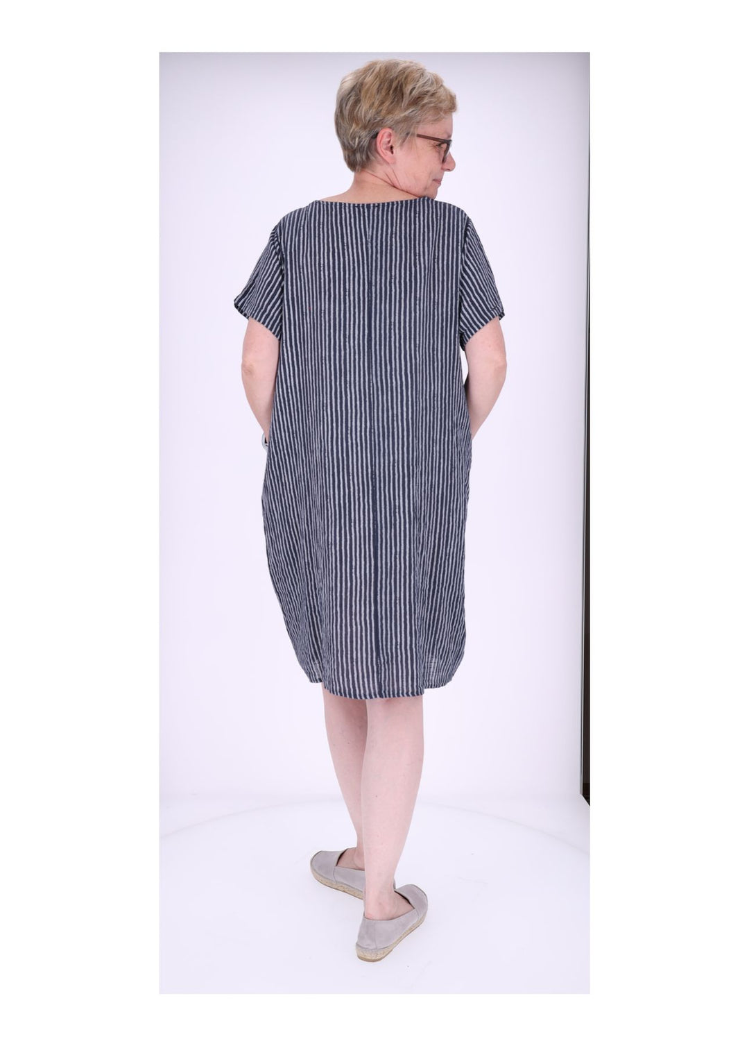 Kleid Damen Taschen Streifenprint