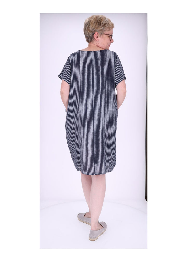 Kleid Damen Taschen Streifenprint