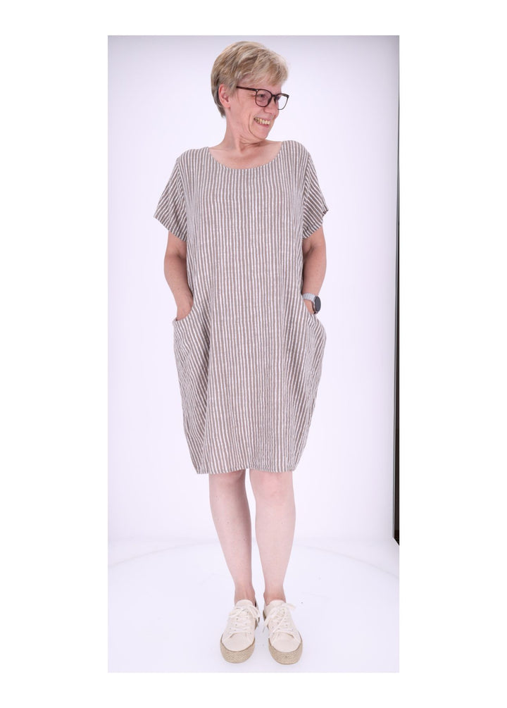 Kleid Damen Taschen Streifenprint