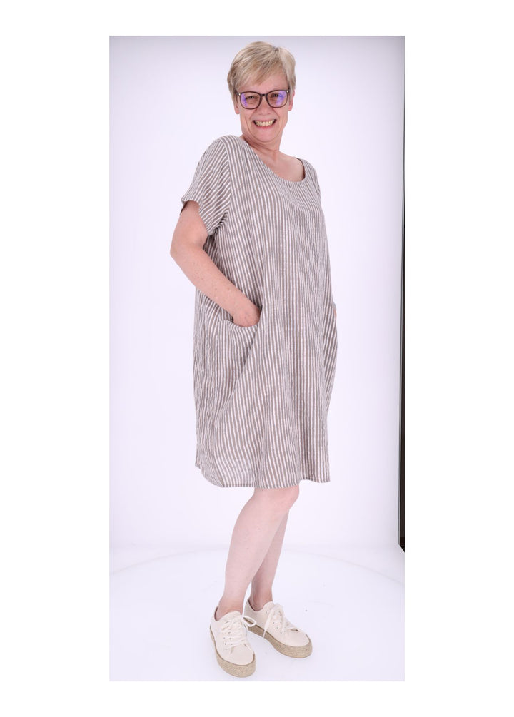 Kleid Damen Taschen Streifenprint