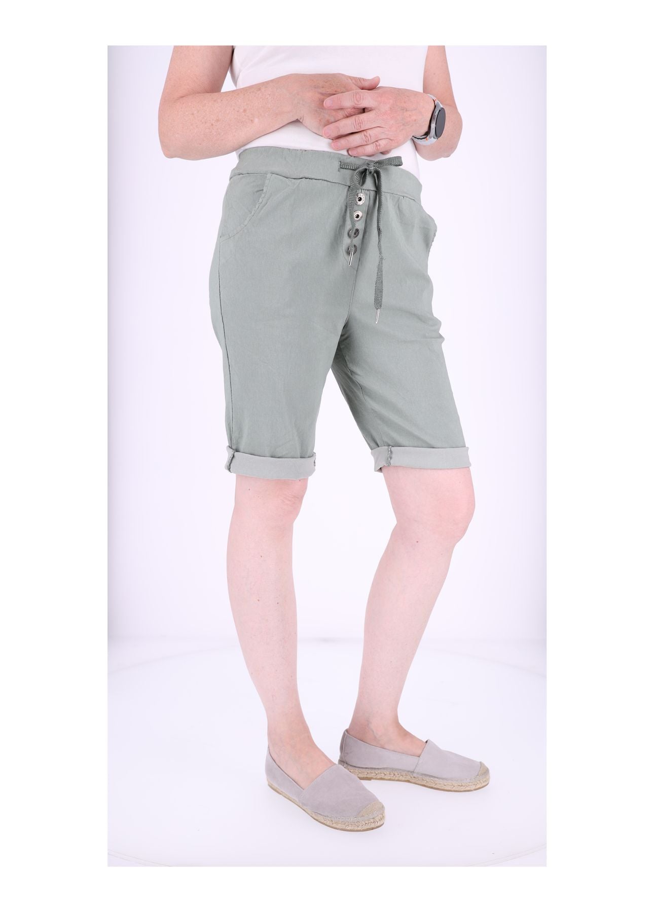 Joggingshort Damen angedeutete Knopfleiste