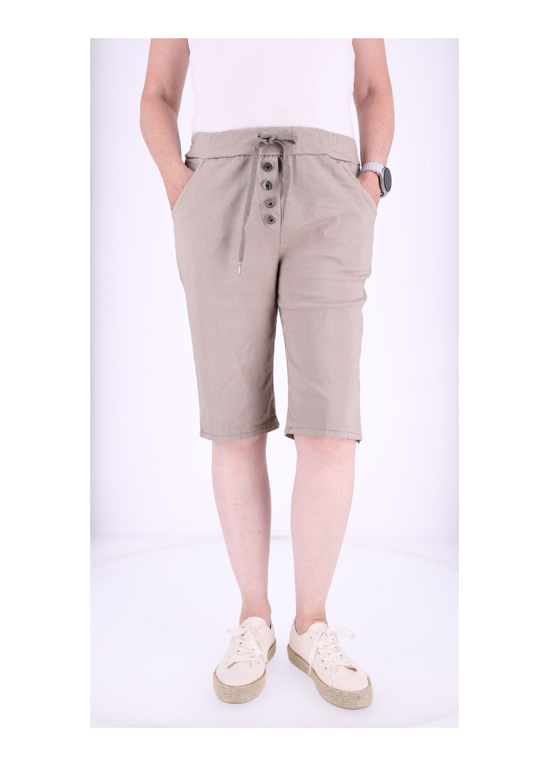 Joggingshort Damen angedeutete Knopfleiste