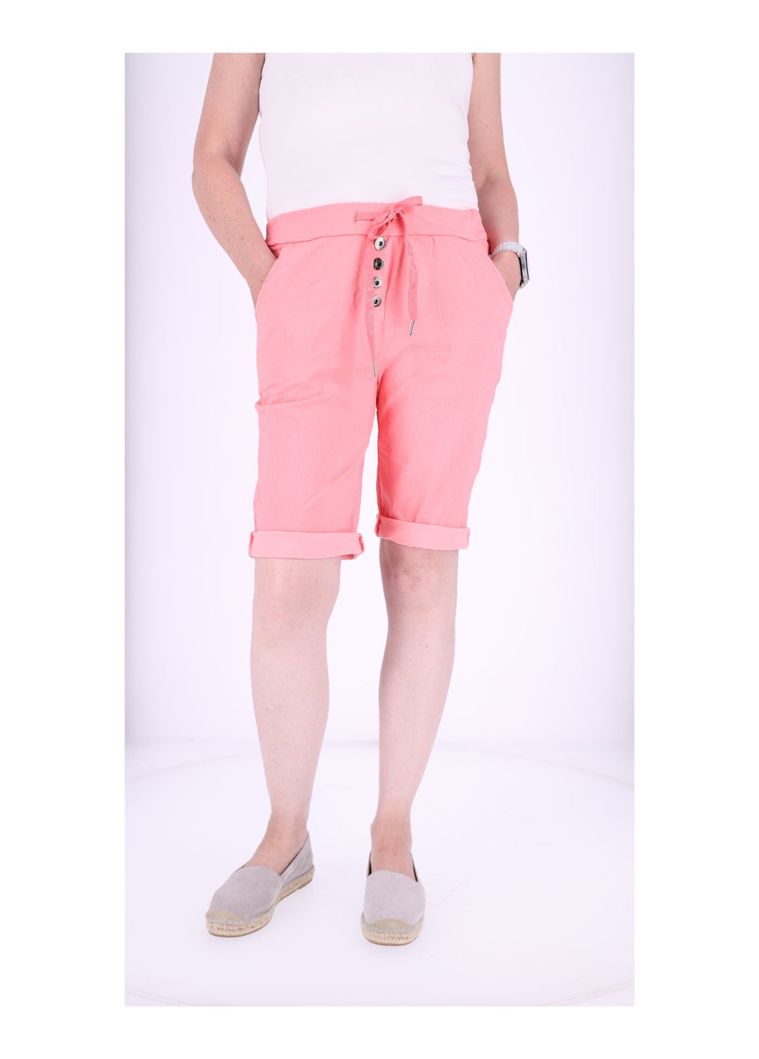 Joggingshort Damen angedeutete Knopfleiste