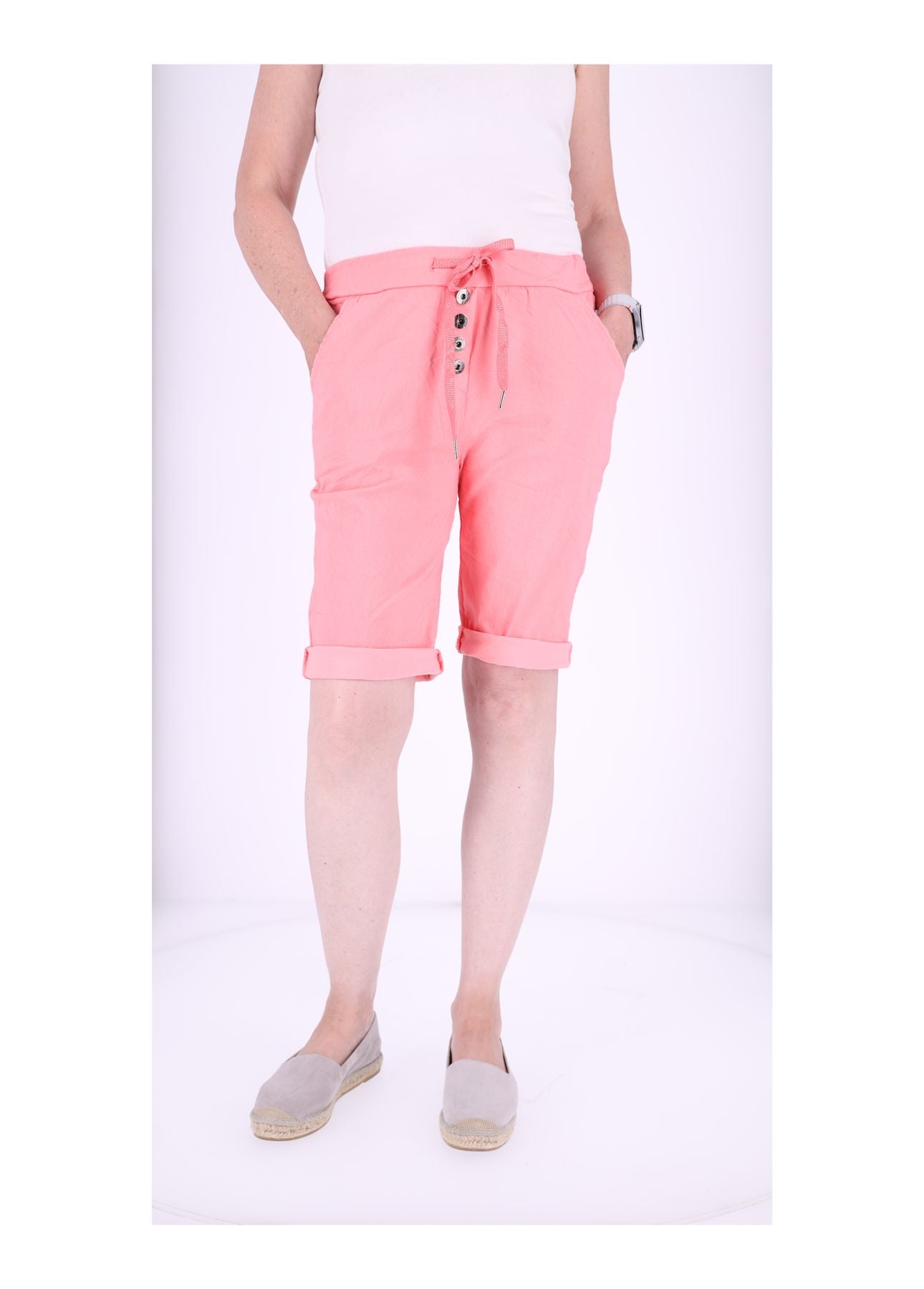 Joggingshort Damen angedeutete Knopfleiste