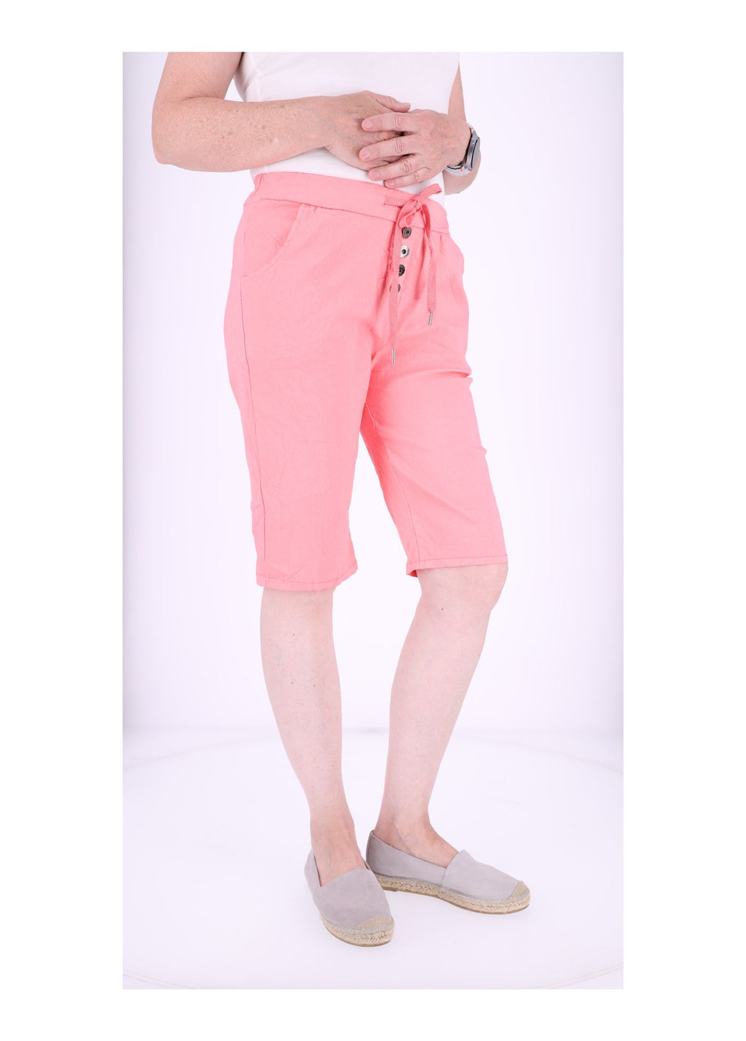 Joggingshort Damen angedeutete Knopfleiste