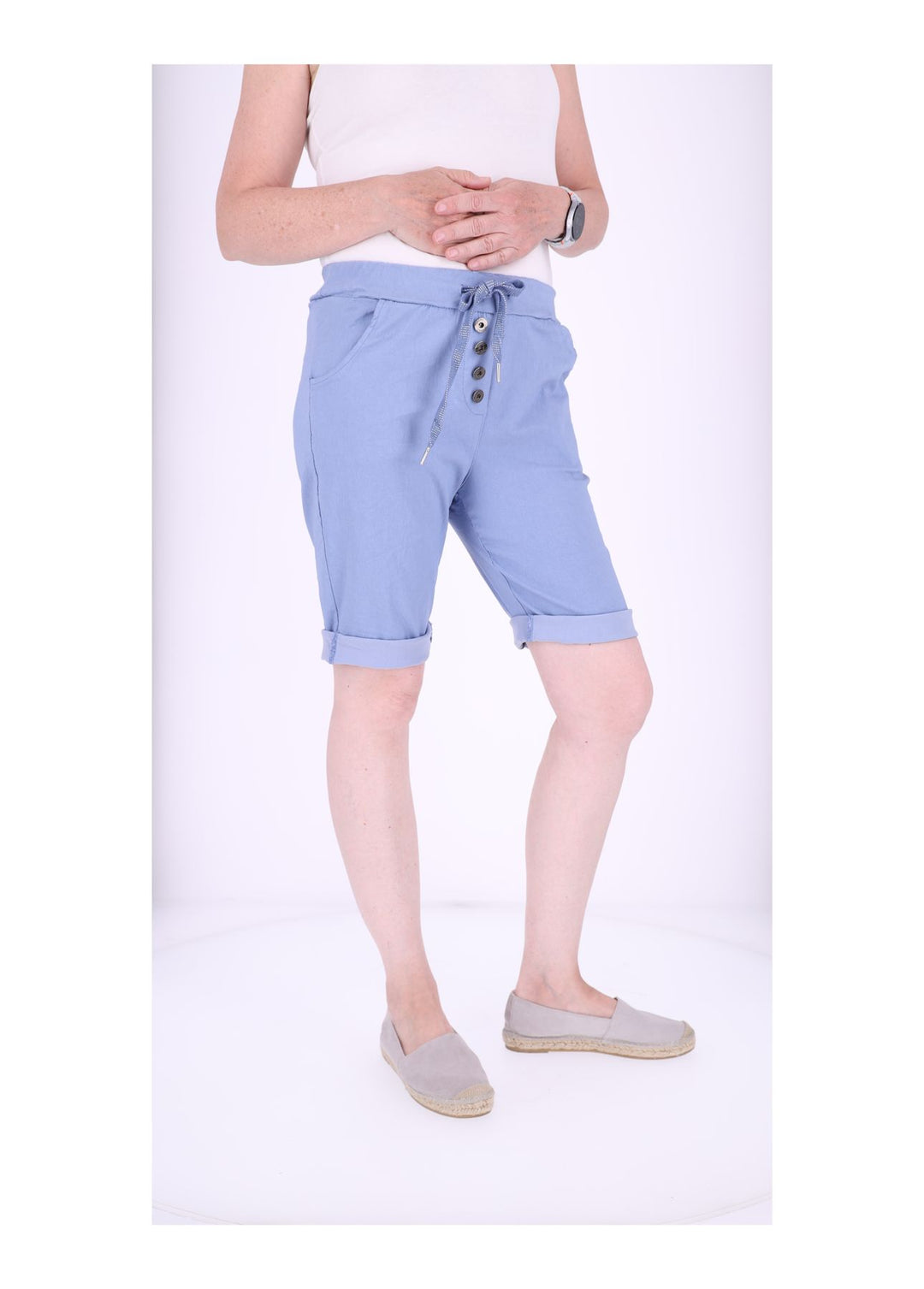 Joggingshort Damen angedeutete Knopfleiste