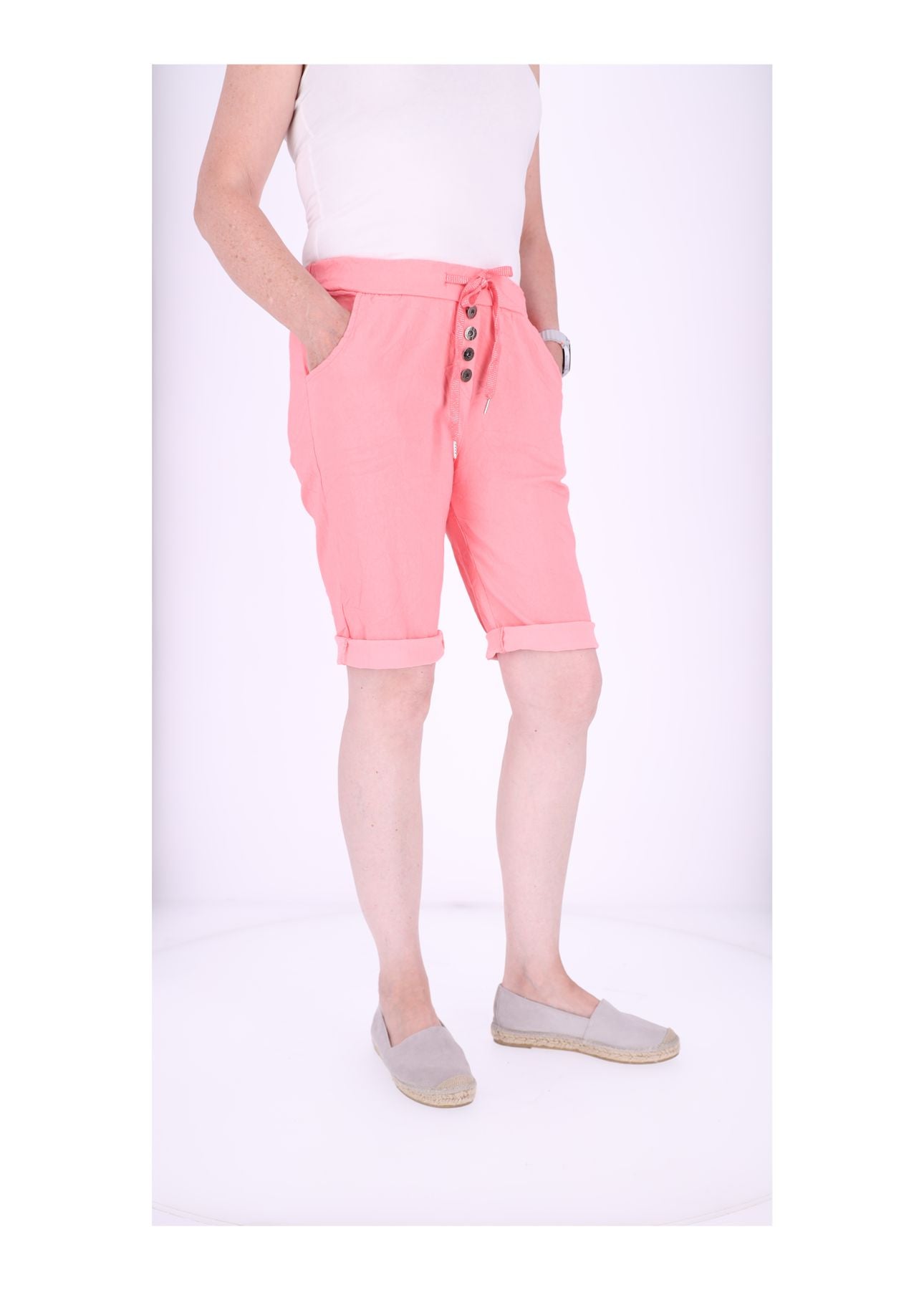 Joggingshort Damen angedeutete Knopfleiste
