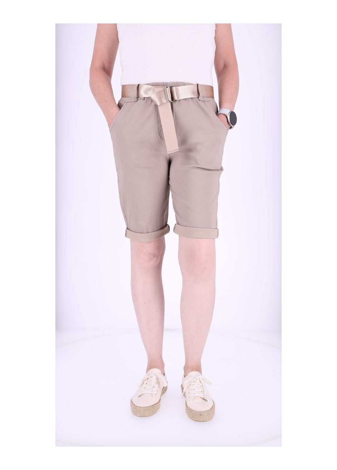 Bermuda Damen Gummizug Gürtel