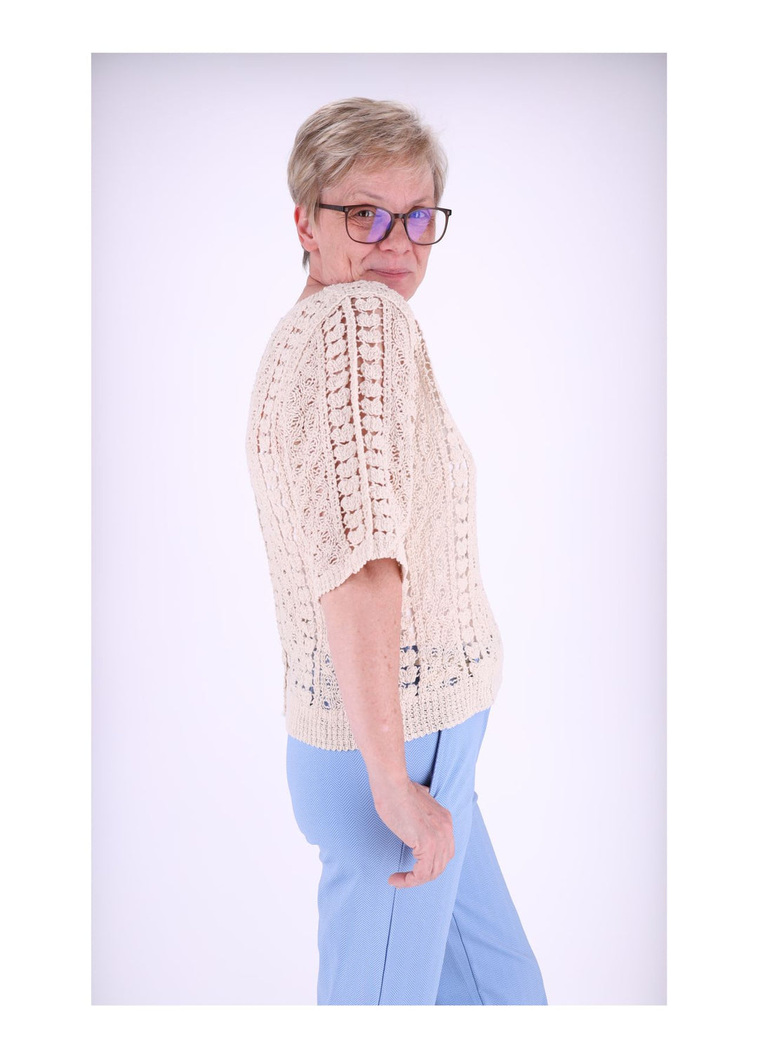 Splash of Color Häkel T-Shirt Damen
