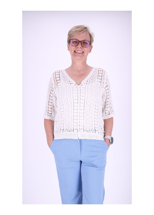 T-Shirt Damen Häkel V-Ausschnitt