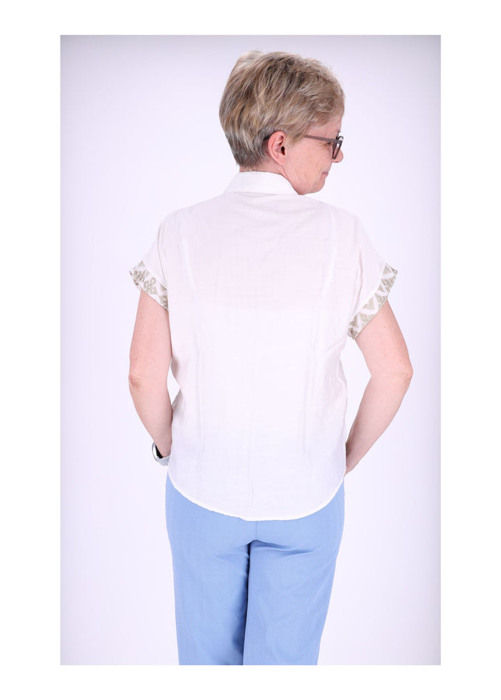 Bluse Damen Kurzarm Stickerei