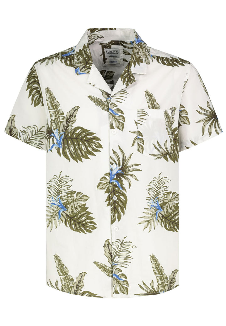 Herren Hemd, allover print leaves/tropica