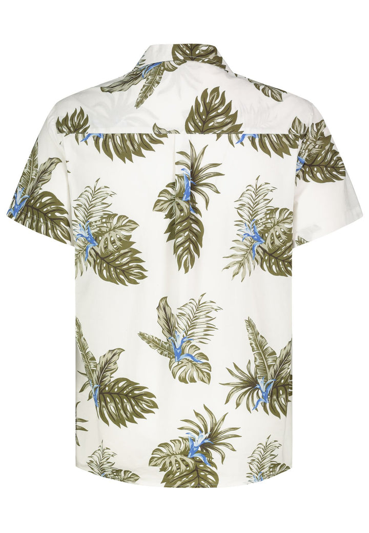 Herren Hemd, allover print leaves/tropica