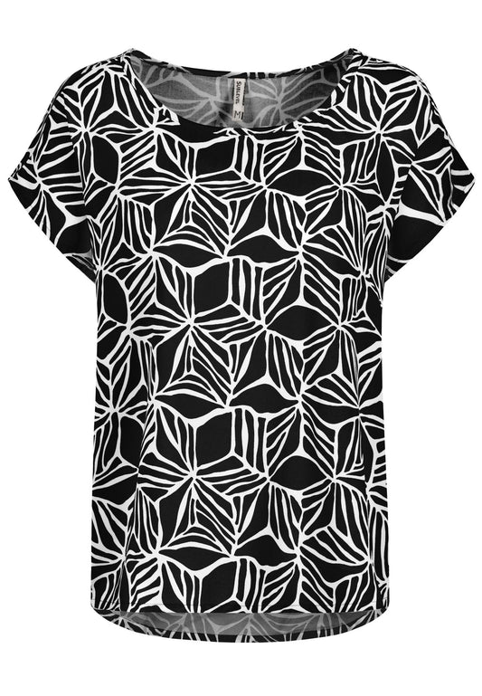 Damen DOB Bluse, Rundhals mit Piping, übe