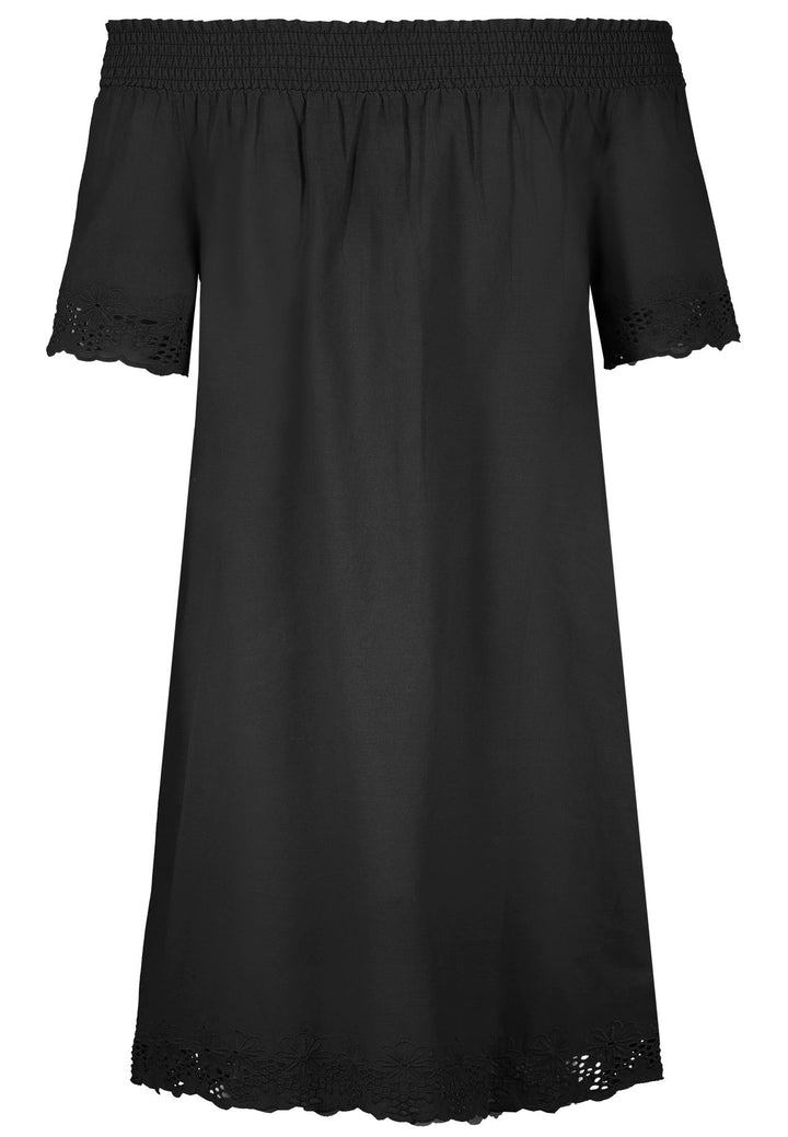 Damen Kleid, Carmenausschnitt, Spitze an