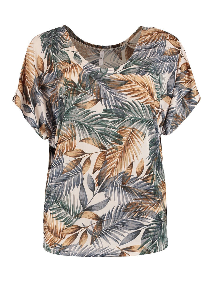 Hailys Damen T-Shirt Beige V-Ausschnitt