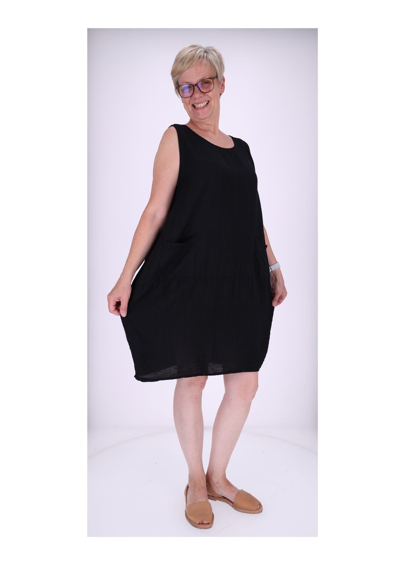 Kleid breite Träger Taschen