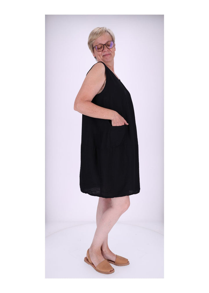 Kleid breite Träger Taschen