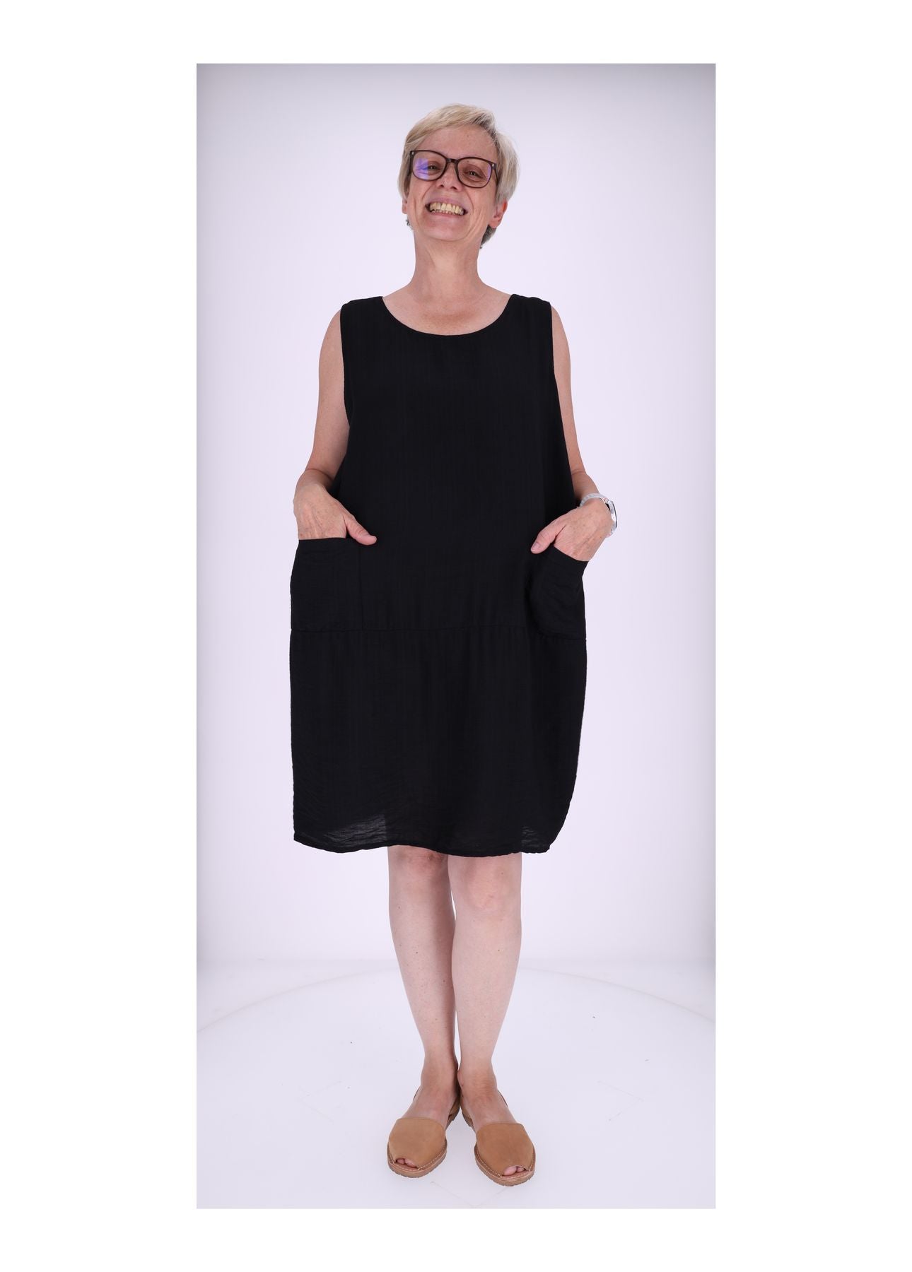 Kleid breite Träger Taschen