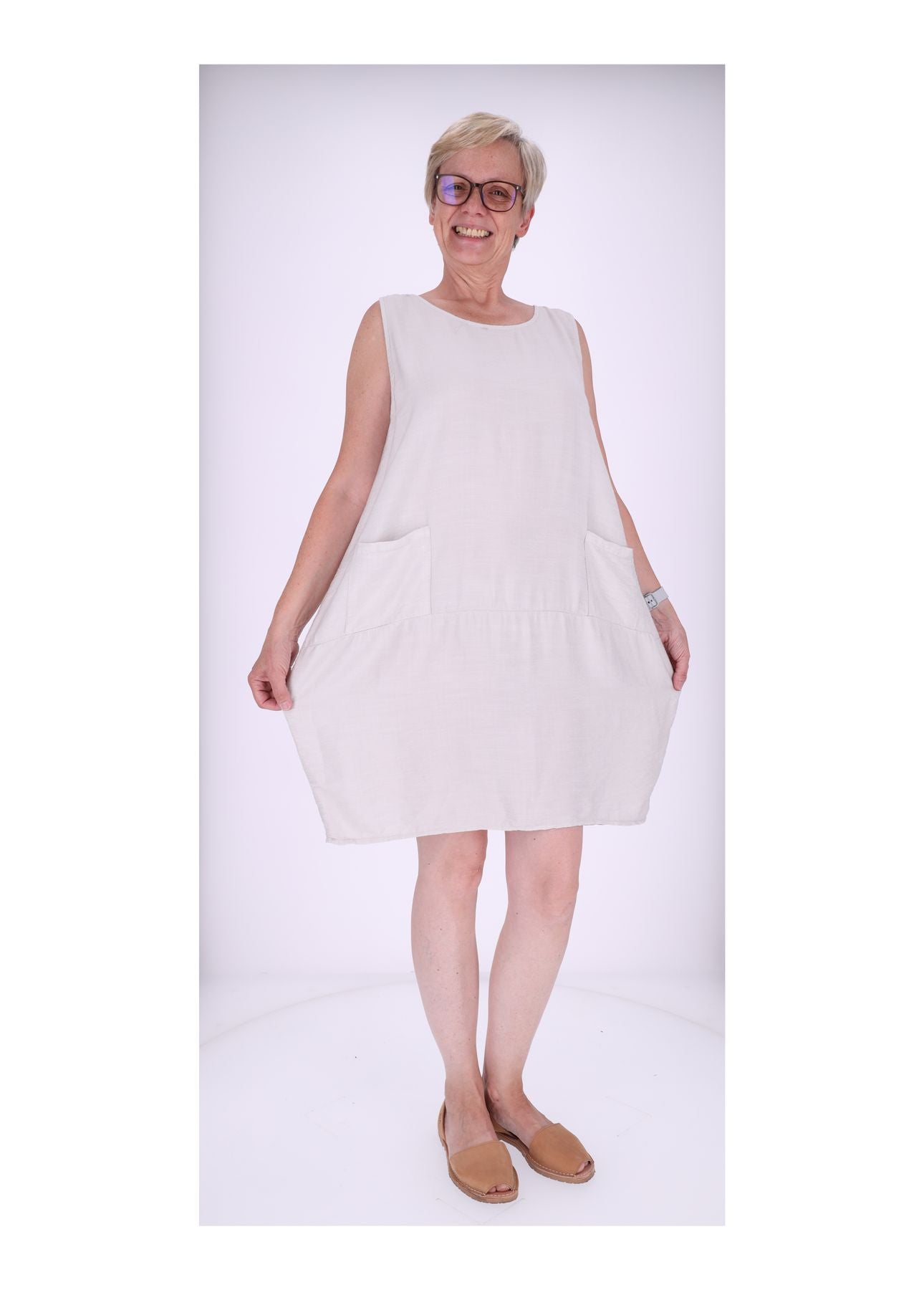 Kleid breite Träger Taschen