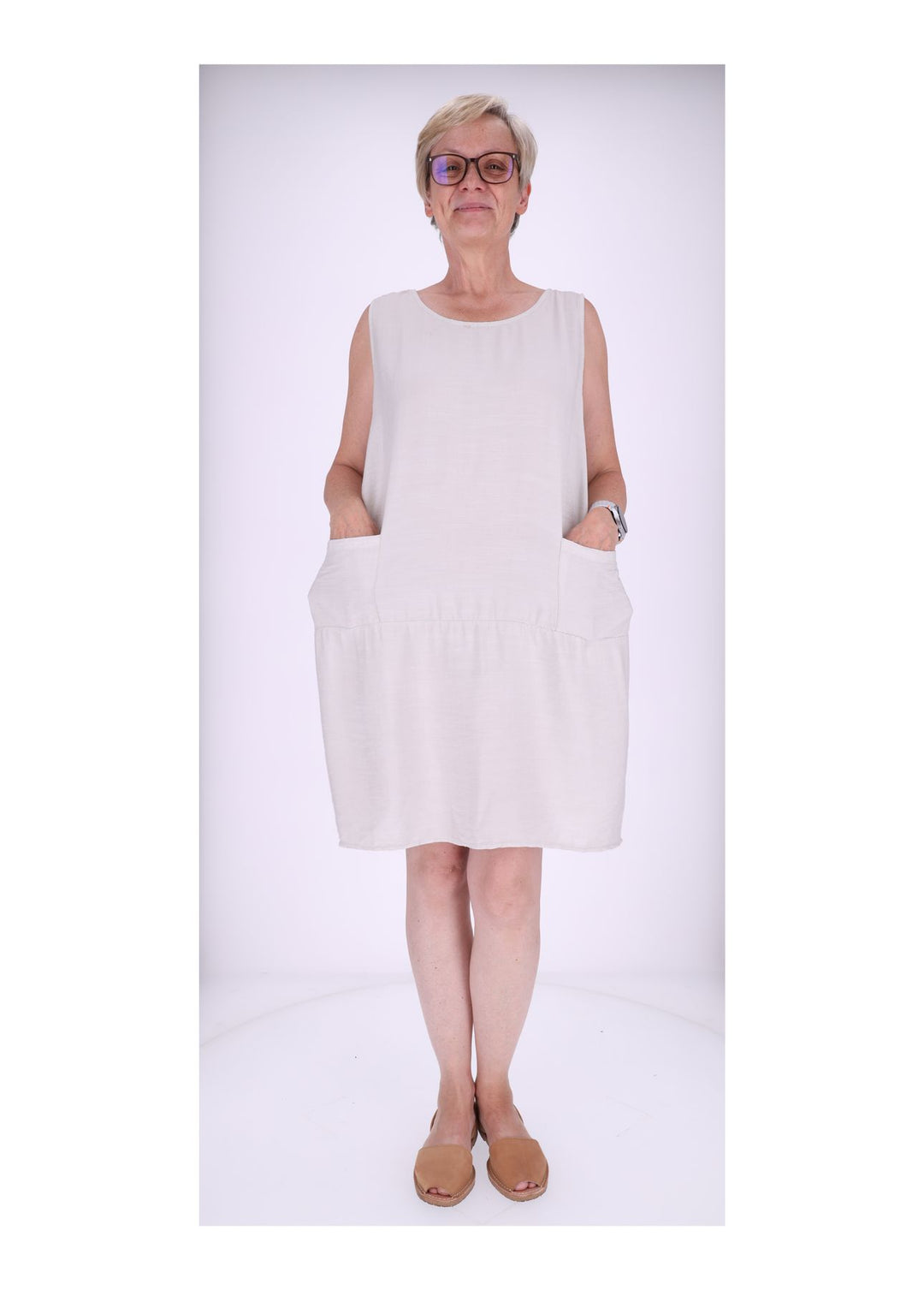 Kleid breite Träger Taschen