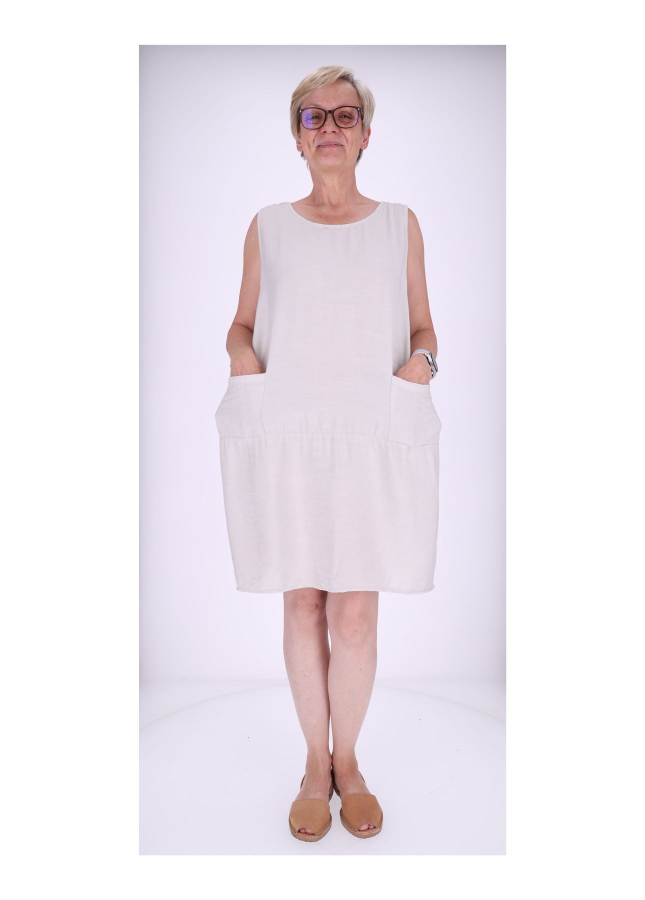 Kleid breite Träger Taschen