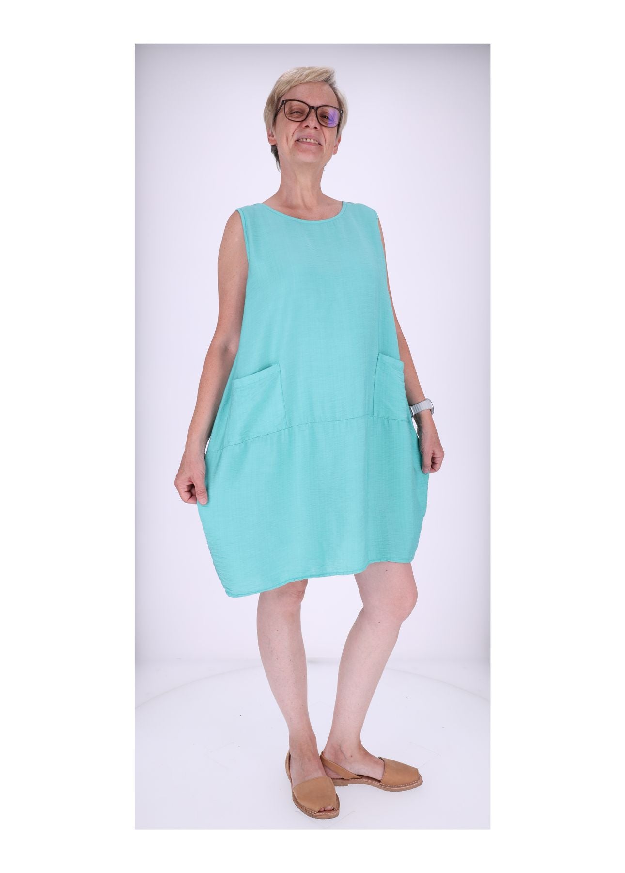 Kleid breite Träger Taschen