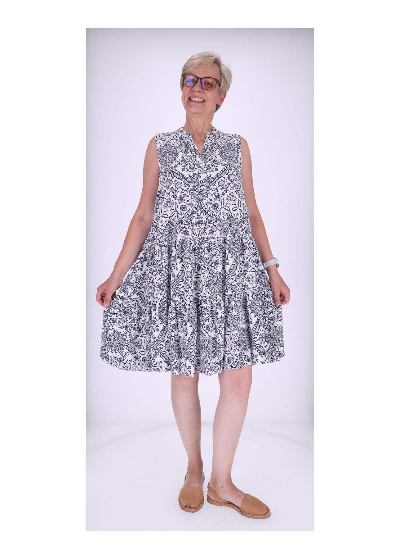 Stufenkleid o.Arm AOP