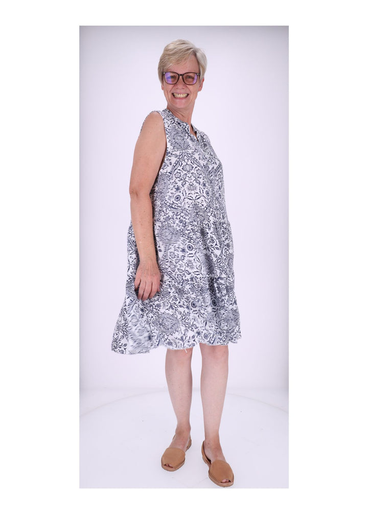 Stufenkleid o.Arm AOP