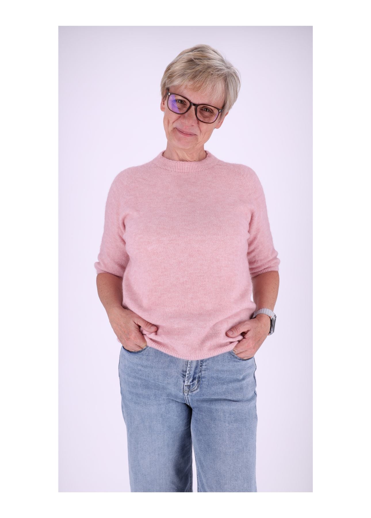 Strickpullover Damen kurzarm ohne Naht