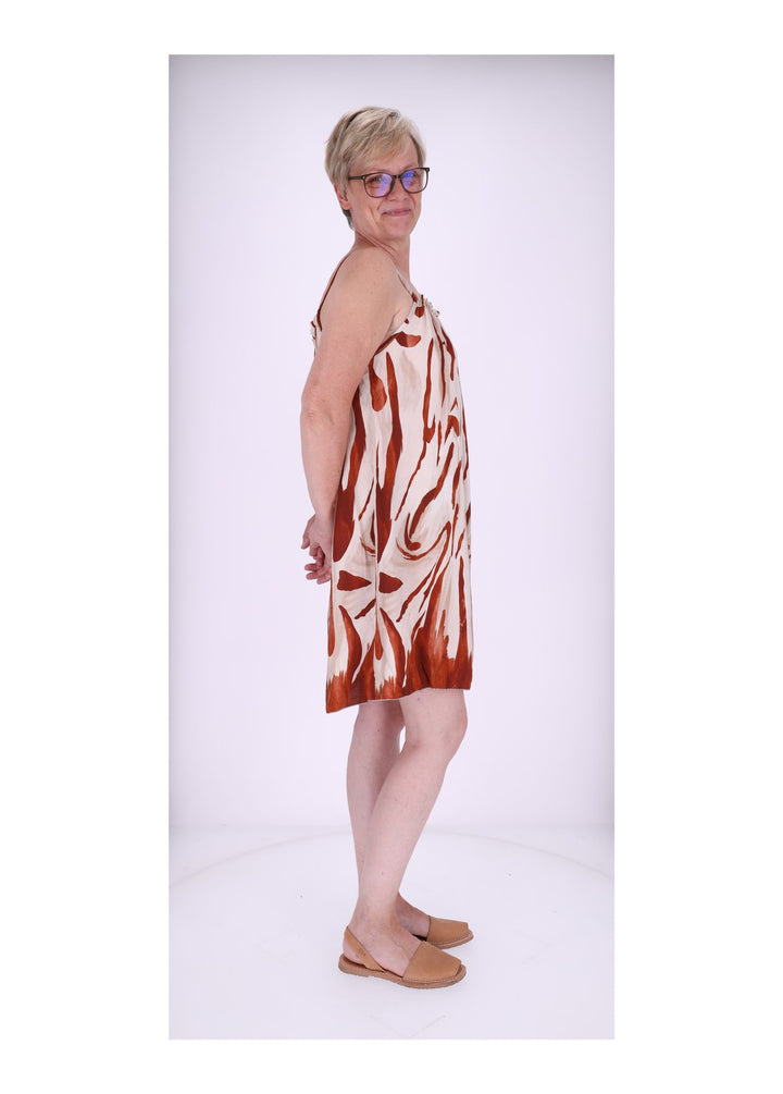 Kleid schmale Träger AOP grafisch