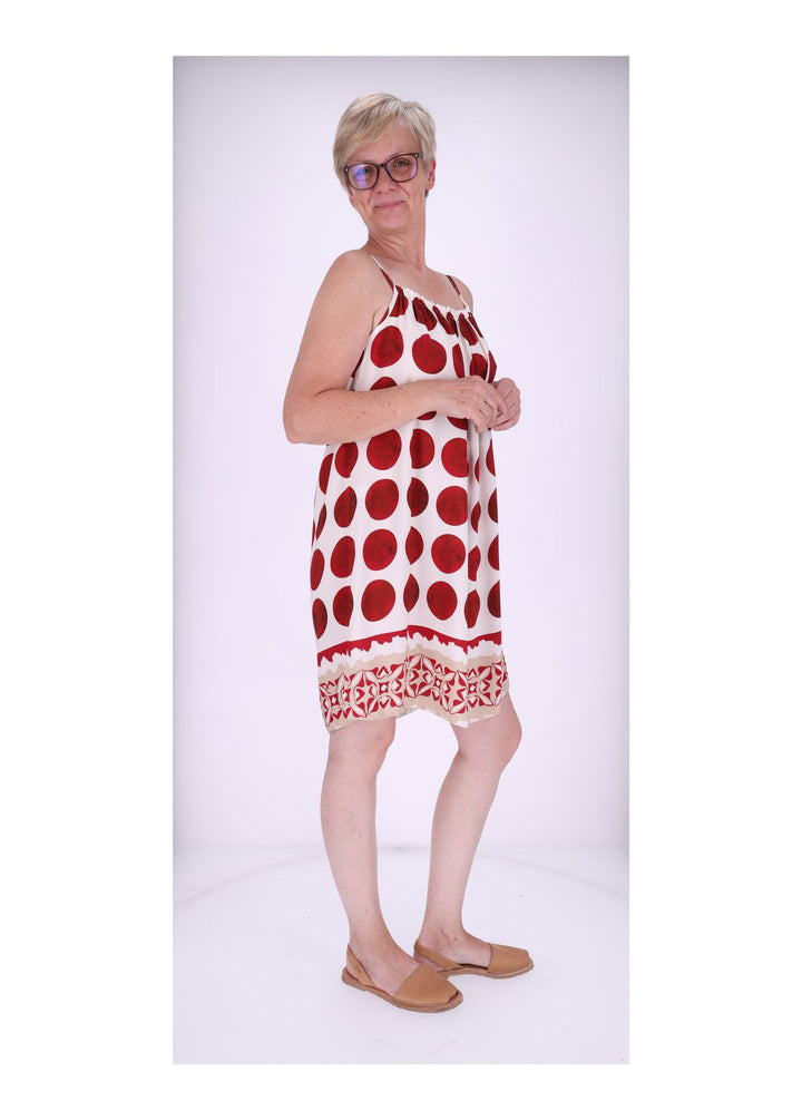 Kleid schmale Träger AOP Kreise