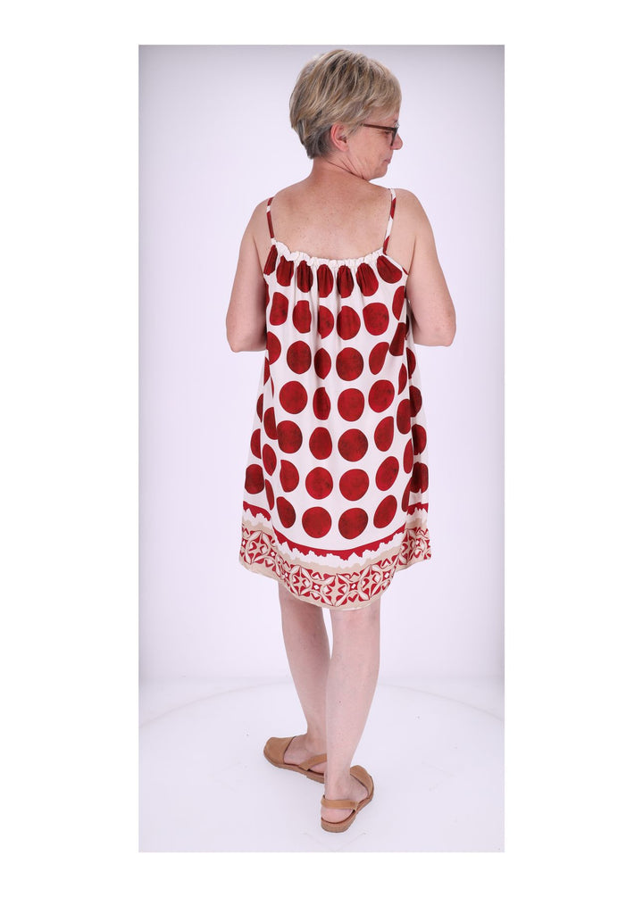 Kleid schmale Träger AOP Kreise