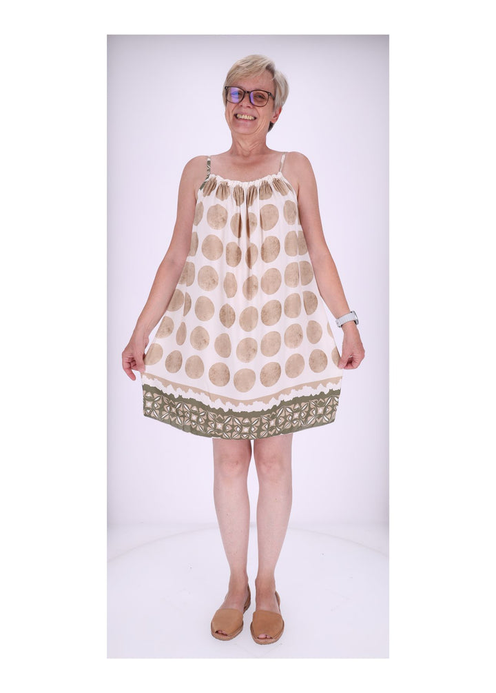 Kleid schmale Träger AOP Kreise