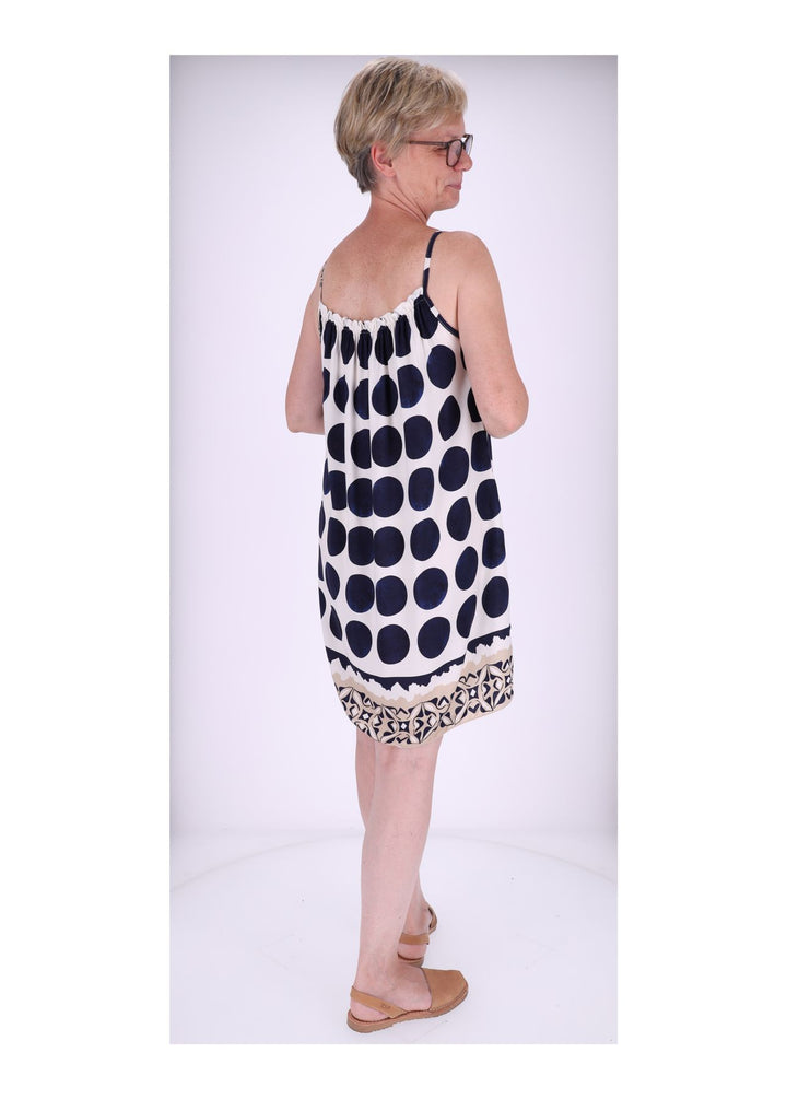 Kleid schmale Träger AOP Kreise